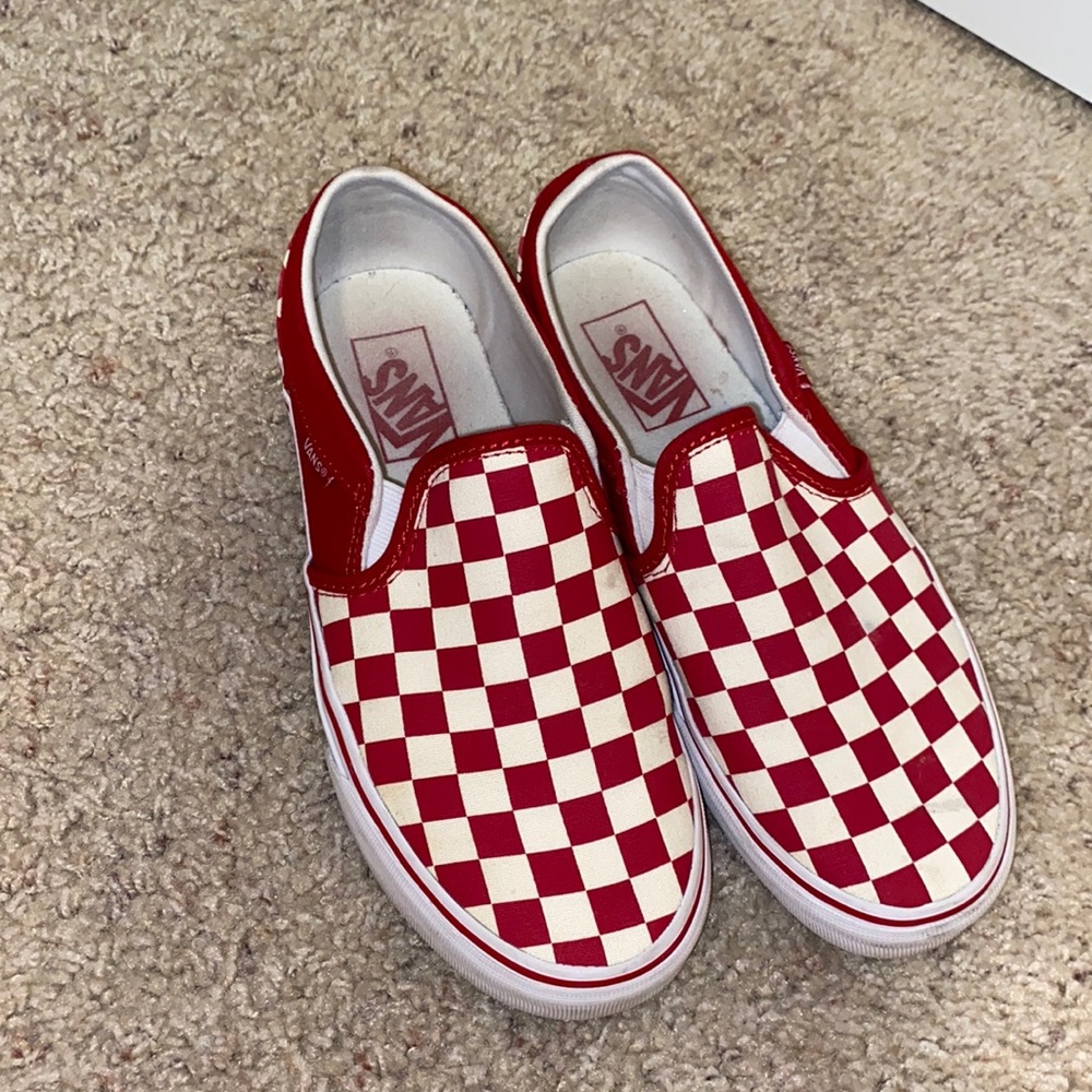 Red checkered slip on vans size 7.5 women’s!!